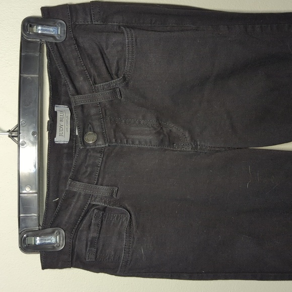 Judy Blue Cropped Jeans Black Fringe Hem Mid-Rise Stretch Women's Size 3 / 26" - Picture 3 of 8